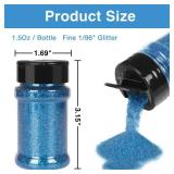 PIXGLITTER 4 Colors Fine Glitter Powder, Craft Glitter Powder Shake Jar for Resin Jewelry Art Crafts Making, Cosmetic Glitter for Nail Body Hair 1.5oz/Bottle (All Blue Set)