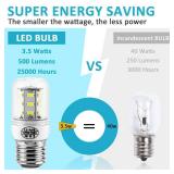 MIFLUS Refrigerator Light Bulb,Appliance Bulb 5304511738/ Light Bulb Kei D34l E26/E27 3.5W 5000K (85V-265V White Light) Refrigerator Led Light Bulb-2Packs