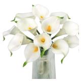 Letjolt Artificial Calla Lily White Flowers 12Pcs Fake Flower Bouquet for Home Decoration Wedding Party Decor, Yellow White