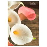 Letjolt Artificial Calla Lily White Flowers 12Pcs Fake Flower Bouquet for Home Decoration Wedding Party Decor, Yellow White