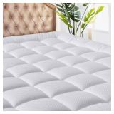 MATBEBY Twin Size Mattress Pad - Cooling Breathable Mattress Topper, Quilted Fitted Mattress Protector, Pillow Top Mattress Cover with 8-21" Deep Pocket, Soft, Machine Washable, White, 39x75 Inches