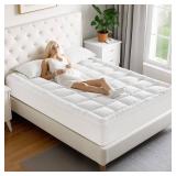 MATBEBY Twin Size Mattress Pad - Cooling Breathable Mattress Topper, Quilted Fitted Mattress Protector, Pillow Top Mattress Cover with 8-21" Deep Pocket, Soft, Machine Washable, White, 39x75 Inches