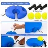 CHEGIF Tennis Trainer Rebound Ball with 3 String Balls, Portable Tennis Training Tool Suitable for Beginners Sport Exercise-Blue