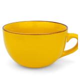 Disoza Yellow Ceramic Soup Mug with Handle Large Coffee Cup 24 Ounce Oversized Mug Porcelain 700 ML Tea Cup XXL Cereal Bowl Soup Ramen Salad Bowl