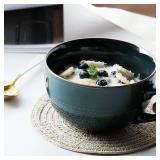 Disoza Yellow Ceramic Soup Mug with Handle Large Coffee Cup 24 Ounce Oversized Mug Porcelain 700 ML Tea Cup XXL Cereal Bowl Soup Ramen Salad Bowl