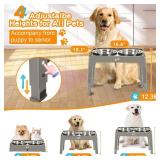 Elevated Bowls, 4 Height Adjustable Raised Stand With 2 Thick 50oz Stainless Steel Food Bowls, Non-Slip Feeder for Dogs, Adjusts to 3.7", 9.2", 10.75", 12.36" Light Brownish Gray