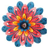 LITIALLY Outdoor Metal Flower Wall Art Garden Decor Cute Flowers Decorations Hanging For Outside Yard Porch Lawn Red 12x12 inches