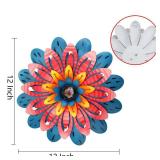 LITIALLY Outdoor Metal Flower Wall Art Garden Decor Cute Flowers Decorations Hanging For Outside Yard Porch Lawn Red 12x12 inches