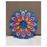 LITIALLY Outdoor Metal Flower Wall Art Garden Decor Cute Flowers Decorations Hanging For Outside Yard Porch Lawn Red 12x12 inches