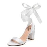 Trary Strappy White Heels - High, Chunky, Bow, Lace Up, Block & Short Styles -6