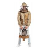 Massive Bee Store -- Beekeeping Fully Ventilated Jacket in Multi-Color with Round Veil (S, Khaki with Two Veils)