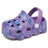 INMINPIN Kids Cute Clogs Cartoon Garden Shoes Boys Girls Slides Slippers Indoor Outdoor Children Water Shower Beach Pool Sandals,Purple,5.5-6.5 Toddler,Kids