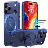 TORRAS Ostand Magnetic for iPhone 17 Pro Case, Fit for MagSafe, 3X Military Drop Protection, Camera Control, Slim Phone Case for iPhone 17 Pro with Kickstand, Translucent Matte Cover 6.3", Deep Blue