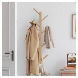 Furshus Coat Rack Wall Mount,Bamboo Vertical Hat Rack for Wall,Wall Coat Tree,Coat Hanger,Floating Coat Rack for Hats,Jackets,Bags,Entryway Bedroom (Natural)