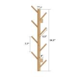 Furshus Coat Rack Wall Mount,Bamboo Vertical Hat Rack for Wall,Wall Coat Tree,Coat Hanger,Floating Coat Rack for Hats,Jackets,Bags,Entryway Bedroom (Natural)