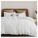 Bedsure Duvet Cover California King Size - Soft Double Brushed Bedding Set for Kids & Adults, Zipper Closure, 3 Pieces, Includes 1 Duvet Cover (104x98) & 2 Pillow Shams, NO Comforter, White