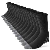 JOYNÃE 8 Pairs Mens Crew Work Cushion Socks Long Athletic Running Socks Workout Breathable Socks,Black,Sock Size:10-13