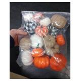 Ueerdand 16 PCS Fall Decor Assorted Sizes Artificial Pumpkins Burlap Faux Foam Pumpkin for Harvest Autumn Season Halloween Thanksgiving Holiday Festive Embellishing and Displaying