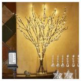 LITBLOOM Lighted Brown Willow Branches 200 Fairy Lights 32IN Plug in with Timer and Dimmer, Tree Branch with Lights for Home Holiday Christmas Decoration