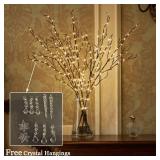 LITBLOOM Lighted Brown Willow Branches 200 Fairy Lights 32IN Plug in with Timer and Dimmer, Tree Branch with Lights for Home Holiday Christmas Decoration
