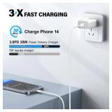 Compatible with iPhone 15 16 17 Charger Fast Charging 3+3Pack 20W USB C Wall Charger with 10FT Fast Charging Cable Compatible with i Phone 17/16/ Plus/Pro/Pro Max/Phone 15/Pro Max/i Pad Pro/AirPods
