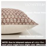 DOMVITUS Floral Pillow Covers Set of 2, Throw Pillow Covers 20x20, Floral Print Neutral Accent Decorative Pillow Covers for Living Room, Bed, Cognac Brown