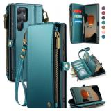 Defencase Compatible with Samsung Galaxy S22 Ultra Case Wallet with RFID Blocking Card Holder for Women Men, PU Leather Magnetic Snap Flip Zipper Strap Phone Case Fit for Galaxy S22 Ultra 5G, Green