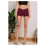Hybrid & Company Womens Super Comfy 3 inch Inseam Butt Lifting Stretch Twill/Denim Shorts SH43308 Wine 3