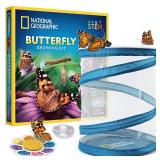 National Geographic Butterfly Growing Kit - Butterfly Habitat Kit with Voucher to Redeem 5 Caterpillars Butterfly Cage, Feeder