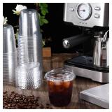 Ziliny 50 Sets Clear Plastic Coffee Cups with Sip Lids, Disposable Plastic PET Crystal Cups for Iced Coffee, Smoothie, Cold Beverage, Drink Shops and Party Catering(Clear,12 oz)