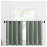 NICETOWN Window Valances and Tiers for Living Room, Christmas Country Room Darkening Short Curtains for Kitchen Grommet Window Cover for Bathroom/Laundry, 2 Pieces, 52 W x 36 L, Greyish Green