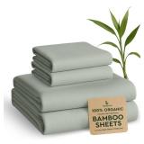 BAMPURE Luxury Series Queen Sheet Set - 100% Pure Viscose derived from Bamboo Sheets Queen Size - Super Soft Queen Cooling Sheets for Hot Sleepers - Up to 16 Deep Pocket Queen Sheets (Seaglass)
