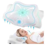 DONAMA Cervical Pillow for Neck and Shoulder,Contour Memory Foam Pillow,Ergonomic Neck Support Pillow for Side Back Stomach Sleepers with Pillowcase-Standard Size