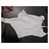 SUUKSESS Women Sexy Backless Thong Bodysuits Scoop Neck Sleeveless Basic Cami Body Suit Top (White, S)