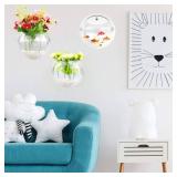 2Pack Wall Mounted Fish Bowl, 230ML Clear Acrylic Round Vase Decoration Wall Fish Bubble Hanging Clear Acrylic Betta Fish Tank Wall-Mounted Aquarium Wall Plant Pot Decoration Planter
