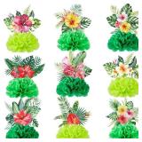 Hotop 9 Pcs Hawaii Luau Honeycomb Centerpieces Tropical Aloha Party Decorations for Table Hawaii Table Toppers Paper Centerpieces for Tropical Luau Party Supplies
