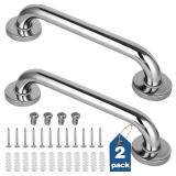 2 Pack Shower Grab Bar, Stainless Steel Bathroom Grab Bar, Shower Handle Bath Handle, Safety Bars for Shower Chair Bench, Grab Bars Senior, Elderly, Handicap(12 Inch)