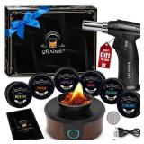 Electric Whiskey Smoker Kit with Torch, Best Whiskey Gifts for Men, 6 Wood Chips Infuse Rich Smoky Flavors in Bourbon Old Fashioned & Cocktails, Birthday Gifts for Dad, Husband (Butane Not Include
