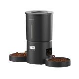Dual Automatic Cat Feeder 2 Cats,6 Meals/Day,12 Portions/Meal,4.2L Dual Power Double Bowls Feeder,Dry Food Auto Pet Dispenser,10S Voice Record,Flexible Schedule Timer (Black,Basic Dual Bowls)