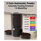 Dual Automatic Cat Feeder 2 Cats,6 Meals/Day,12 Portions/Meal,4.2L Dual Power Double Bowls Feeder,Dry Food Auto Pet Dispenser,10S Voice Record,Flexible Schedule Timer (Black,Basic Dual Bowls)