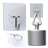 DDMY 24 Packs Hooks for Hanging Wall Hooks Transparent Reusable Waterproof Adhesive Hook for Kitchen Curtain, Towel Hook for Bathrooms, Heavy Duty Self Coat Hook for Walls No Damage