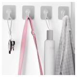 DDMY 24 Packs Hooks for Hanging Wall Hooks Transparent Reusable Waterproof Adhesive Hook for Kitchen Curtain, Towel Hook for Bathrooms, Heavy Duty Self Coat Hook for Walls No Damage