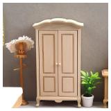 Miniature Wardrobe, Double Door Excellent Workmanship Doll Armoire 112 Scale Birch for Dollhouse Furniture Accessory for Girls