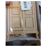 Miniature Wardrobe, Double Door Excellent Workmanship Doll Armoire 112 Scale Birch for Dollhouse Furniture Accessory for Girls