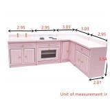 SXFSE Dollhouse Decoration Accessories,1:12 Dollhouse Miniature Furniture Wooden Kitchen Cabinet Set Freely Combined (Pink)