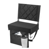 VILLEY Stadium Seats for Bleacher with Back Support, Folding Stadium Seat Cushion, Portable Bleacher Chair, Stadium Chair for Sports Events, Black