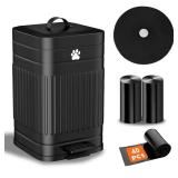 Kopuncare Dog Poop Trash Can Outside, 5L/1.3Gal Metal Dog Waste Trash Can with Lid, Foot Pedal, Pet Waste Container with 40 Bags, Poop Bucket with Lid Soft Close for Pet, Black