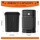 Kopuncare Dog Poop Trash Can Outside, 5L/1.3Gal Metal Dog Waste Trash Can with Lid, Foot Pedal, Pet Waste Container with 40 Bags, Poop Bucket with Lid Soft Close for Pet, Black