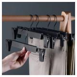 NORTHERN BROTHERS Pants Hangers, Black 50 Pack with Clips for Pants, Skirts, and Shorts - Plastic Bulk Hangers