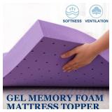 SINWEEK Mattress Topper Twin XL, 2 Inch Gel Memory Foam Mattress Topper College Dorm Ventilated Soft Mattress Pad, Bed Topper, CertiPUR-US Certified